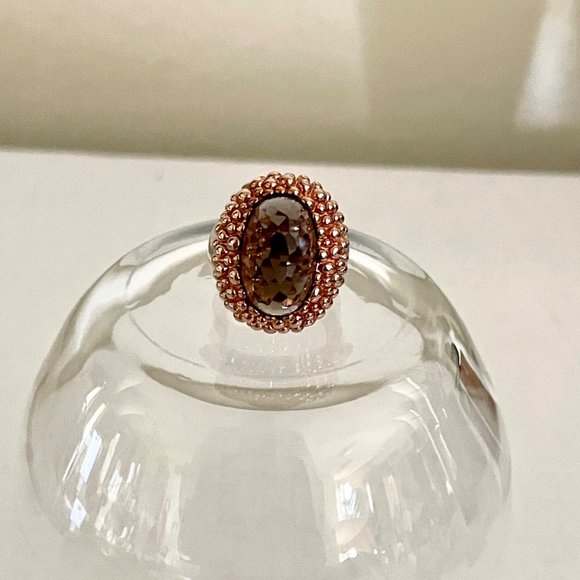 Oval Smoky Quartz set in Gold over 925 Sterling silver Ring, size 6 3/4 - Picture 5 of 7